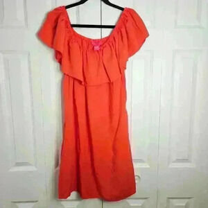 Catherine Maladrino Off The Shoulder Dress Small Orange Mini Dress